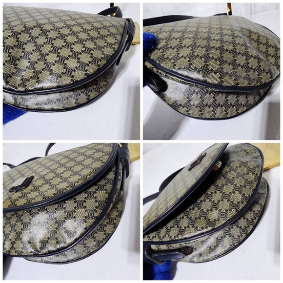 Authentic CELINE Macadam Crossbody Bag Navy Blue/Beige - Picture 13 of 15